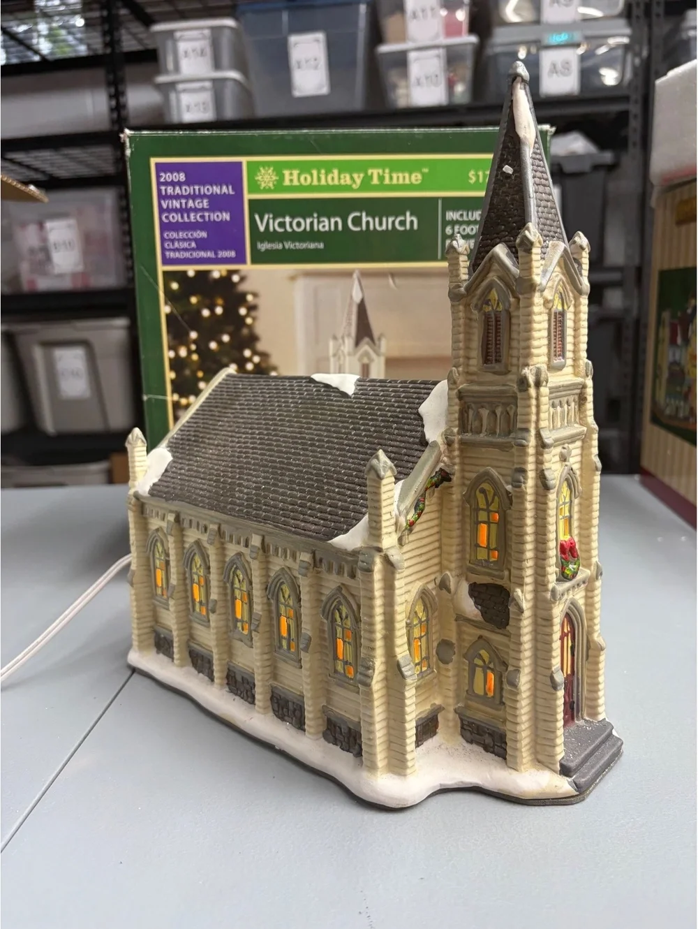 Holiday Time Victorian Church Tradional Collection Lighted Boxed & Cord 2009